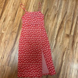 Red dress with white flowers